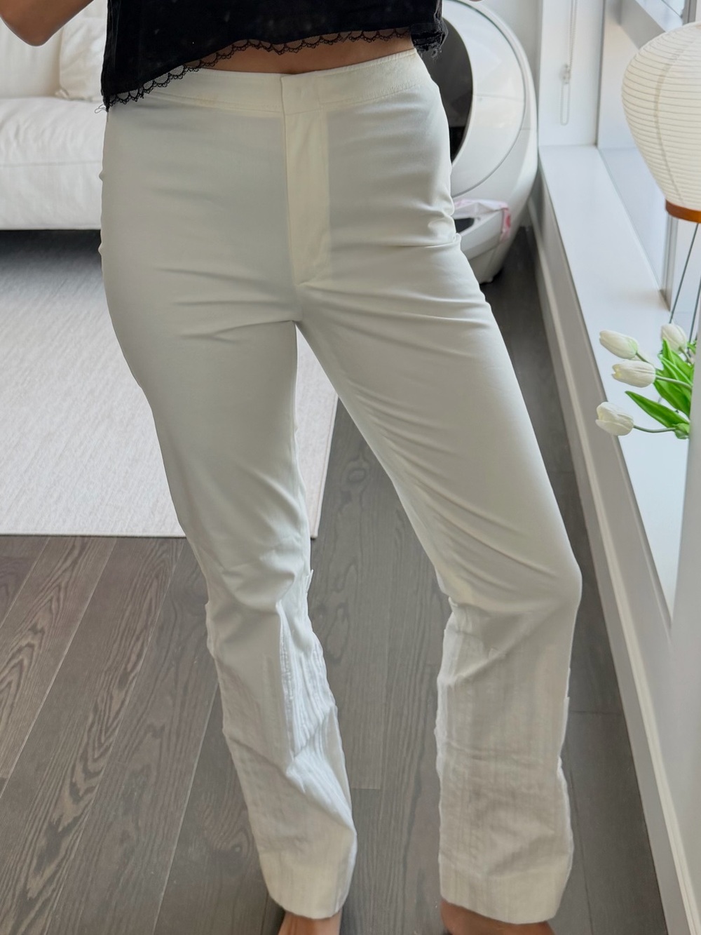 Moschino Cheap and Chic White Embellished Straight Leg Pants | Made in Italy